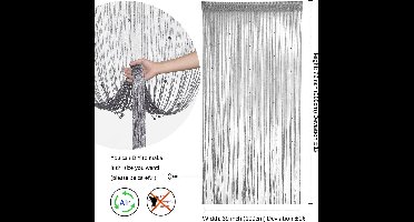 2 STKS Kralen Gordijnen Glitter Zilver String Gordijnen voor Deuropening 100x200cm Kamer Divider Kastgordijnen Venster Wandpanelen Hal Slaapkamer Privacy Decor voor Party Bruiloft Hippie Kamer