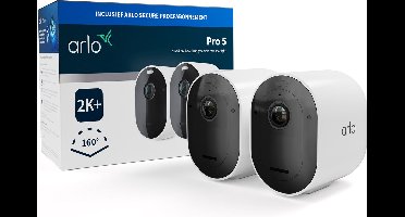 Arlo Pro 5 2K+ draadloze beveiligingscamera voor buiten - 2 IP-Camera's, wit