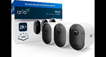 Arlo Pro 5 2K+ draadloze beveiligingscamera voor buiten - 3 IP-Camera's, wit