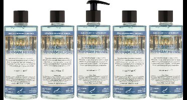 Handzeep Hammam Herbal 500 ml - met gratis pompje - set van 5 stuks - Voordeelverpakking