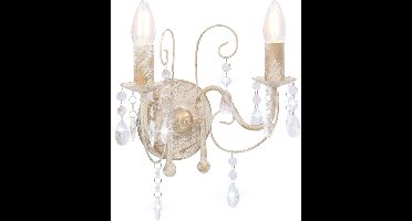 Wandlamp met kralen 2xE14 antiekwit