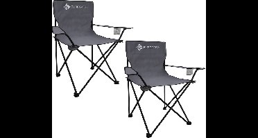 Eurocatch 2 Stuks Campingstoel - Opvouwbare Stoel - Vouwstoel -Strandstoel - Grijs incl. Tas