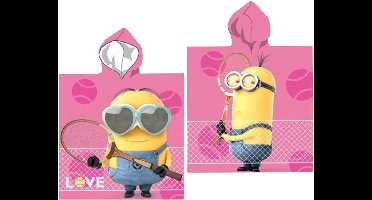 Despicable Me - Minions - Poncho - Badponcho - Met capuchon - 55x110Cm - Polyester - Roze