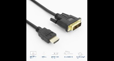 ACT HDMI-A male naar DVI-D male adapterkabel, 1 meter AK3734
