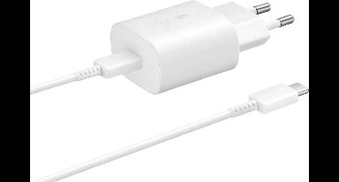 Samsung Fast Charge 25W Power Adapter 220V Lader - incl. USB-C naar USB-C Kabel - Wit