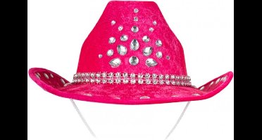 Hoed - Cowboy - Cowgirl - Roze - Met strass steentjes
