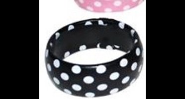 armband polka dots zwart met witte bollen