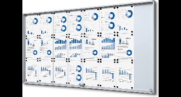 Indoor Vergrendelbaar Notitiebord met Schuifdeuren Slim met Veiligheidshoeken 24 X A4 - Syna SCSLR24XA4 - Horeca & Professioneel