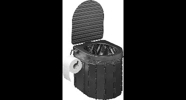 ProPlus Opvouwbaar Toilet – 34,5 x 29 x 31,5 cm - Inklapbaar - Chemisch Mobiel Toilet - Draagbaar - Geschikt voor kamperen, varen of reizen - Draagvermogen 150 kg - Inclusief vuilniszakken, een stoffen petzak en toilethouder - Met Deksel – Zwart
