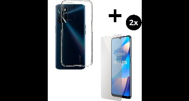 Mobiparts Classic TPU hoesje geschikt voor Oppo A54s met 2 Screenprotectors van Gehard Glas - Transparant