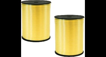 Cadeaulint - 2x - geel - 5 mm x 500 meter - sierlint - kadolint - linten - Krul linten voor bloemen/ballonnen