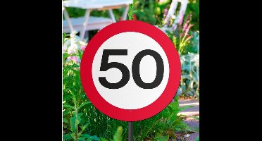 Tuinbord versiering 50 jaar - 44 cm - karton - feest thema 50e verjaardag - jubileum - Abraham/Sarah - Buiten versiering 50 jarigen