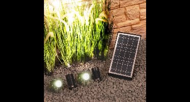 Solar prikspot buiten 'Twins' - Tuinverlichting set van 2 - Warm wit licht - Tuinspots op zonne-energie - Zwart