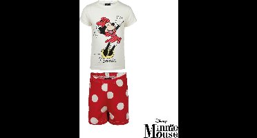 Minnie Mouse shortama - wit met rood - Disney pyjama - 100% katoen - maat 92