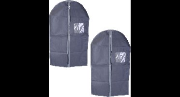 5x stuks grijze kledinghoezen 60 x 100 cm met kijkvenster - Kledingkastbenodigdheden - Kleding opbergen - Colberts/jasjes/pakken opbergen - Kledinghoezen groot