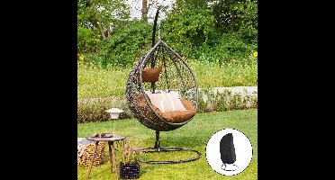 Hangstoel Simba - Inclusief Kussens - Met regenhoes - Polyrotan - Grijs/Bruin