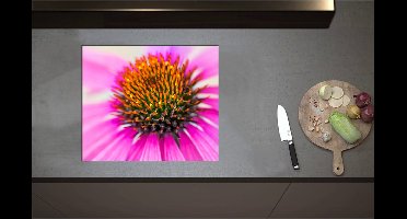 Inductieplaat Beschermer - Close-up van Binnenkant Roze Zonnehoed Bloem - 60x51 cm - 2 mm Dik - Inductie Beschermer - Bescherming Inductiekookplaat - Kookplaat Beschermer van Wit Vinyl