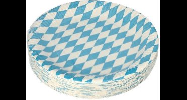 Borden, karton rond Ø 23 cm "Beiers blauw" (50 stuks) Oktoberfeest