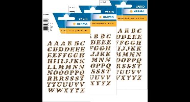 Herma Stickervelletjes Letter - 183x stuks - plak letters - alfabet A tot Z - goud/folie - 8 mm
