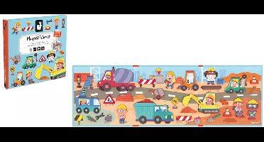 Janod - Magneti Stories De Bouwplaats – Educatieve Magneetset Met 30 Magneten – Magneetboek - Fantasierijk Speelgoed - Geschikt Voor Kinderen Vanaf 3 Jaar