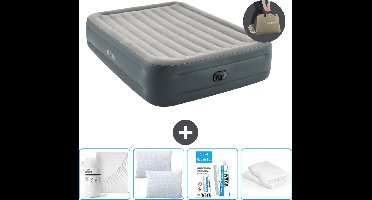 Intex Luchtbed - 2-Persoons - 152 x 203 x 46 cm - Grijs - Inclusief pomp - Hoeslaken - Kussen - Kussenbeschermer en Reparatieset