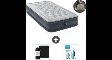Intex Luchtbed - 1 Persoons - 99 x 191 x 33 cm - Grijs - Inclusief pomp - Hoeslaken en Reparatieset