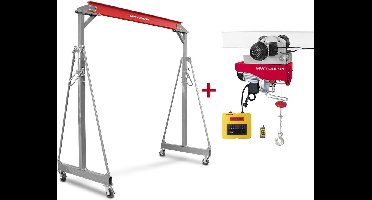 Portaalkraan 2T + elektrische takel en trolley 500/1000kg MW Tools PTLK2-SET1000B