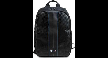 BMW M Carbon Blue Stripes Rugtas met opbergvakjes - (Geschikt voor toestellen tot 16 Inch) - Zwart