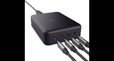 Trust Maxo - Laptoplader - 240 W - USB-C - 4 Poorten - 1m kabel - GaN-technologie - Geschikt voor o.a. Lenovo, HP, Dell, Asus, Acer - Universeel Laptops, Tablets en Telefoons - Zwart