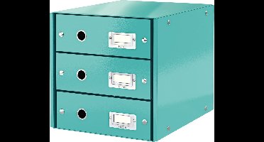 Leitz Wow Click & Store Ladekast Met 3 Laden - 81% Gerecycled Karton - Voor A4 Formaten - Ruimtebesparende Opberger - IJsblauw