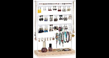 Sieradenstandaard met 80 gaten, 7 etages, wit