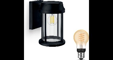 Philips Hue Bellini Wandlamp voor Buiten Neerwaarts (Zwart) - Buitenlamp - E27 - Warmwit Licht - Hue White Filament