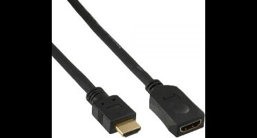 InLine® HDMI kabel, HDMI High Speed, male / female, zwart vergulde contacten, 2m