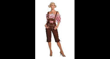 Lederhose lang bruin luxe - Maatkeuze: Maat 40