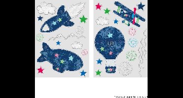 Lief! - Raamstickers - Vliegtuig - Blauw - 2 sheets van 17,5 x 25cm