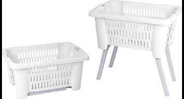 Wasmand met poten - uitklapbaar - kunststof - wit