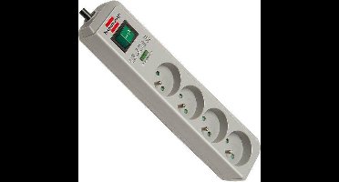 Eco-Line 13.500A stekkerdoos met overspanningsbeveiliging 4-voudig lichtgrijs 1,5m H05VV-F 3G1,5 *FR*
