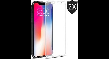 2x Screenprotector geschikt voor Apple iPhone Xs / X | Full Screen Cover Volledig Beeld | Tempered Glass Wit - van iCall