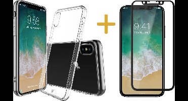 Transparant Siliconen Hoesje geschikt voor Apple iPhone Xs / X + Screenprotector Volledig Dekkend - Case van iCall