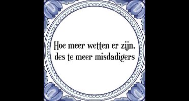 Tegeltje met Spreuk (Tegeltjeswijsheid): Hoe meer wetten er zijn, des te meer misdadigers + Kado verpakking & Plakhanger