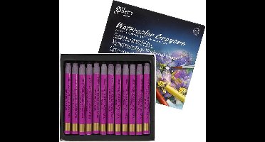 Aquarelkrijt | Wateroplosbaar krijt | Donkerroze | L 9,3 cm | Dikte 8 mm | 12 stuks