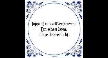 Tegeltje met Spreuk (Tegeltjeswijsheid): Toppunt van zelfvertrouwen: Een scheet laten, als je diarree hebt + Kado verpakking & Plakhanger