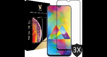 Screenprotector geschikt voor Samsung Galaxy M20 - Tempered Gehard Glas - Full Screen Volledig Beeld - iCall - 3 Stuks