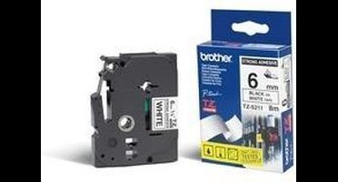 Brother Strong Adhesive Gloss Laminated Tape - 6mm, Black/White