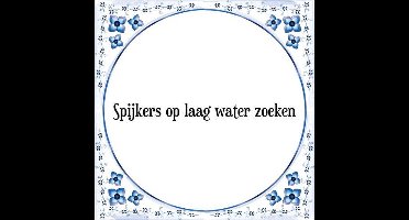 Tegeltje met Spreuk (Tegeltjeswijsheid): Spijkers op laag water zoeken + Kado verpakking & Plakhanger