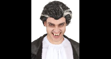 Vegaoo - Zwart-witte vampierspruik voor mannen - Zwart - One Size