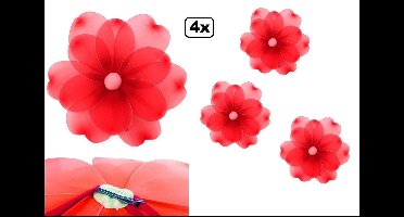 4x Bloem rood deco dia 55 cm met clip