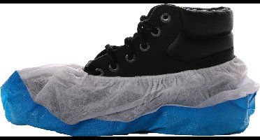 SET à 50 stuks Wegwerp overschoen PE/PP  [blauw/wit] - antislipzool - onesize