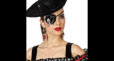 Ooglapje doodskop zwart met steentjes