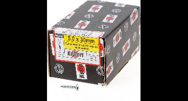 Kelfort Spaanplaatschroef platverzonken kop verzinkt pozidriv voldraad 5.0 x 30mm (Prijs per 200 stuks)